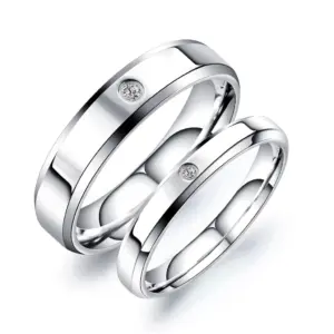 เครื่องประดับสแตนเลสแหวนเกลี้ยงแหวนเพชรคู่ Couple Rings
