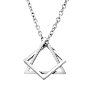 สร้อยคอโซ่โลหะทรงสามเหลี่ยมสีเงิน สไตล์วินเทจ
